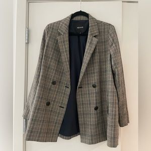 Madewell Caldwell double-breasted blazer in brown plaid, women’s medium